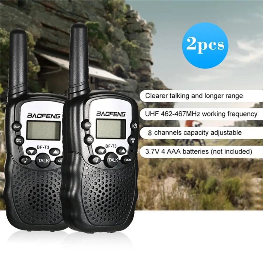 2Pcs Baofeng BF-T3 Radio Walkie Talkie UHF462-467MHz 8 Channel Two-Way Radio Transceiver Built-in Flashlight 5 Color for Choice