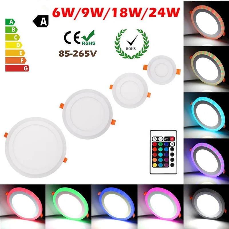 Новый 6 Вт 9 18 24 LED RGB Скрытая потолочная панель светильники 100 265 в пульт
