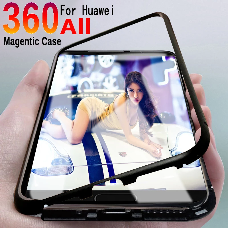 

Magnetic Adsorption Phone Case For Huawei P20 Mate 20 Lite Pro Mate 10 Nova 3 3i Honor 8X Play 10 Metal Magnet Screen Protector