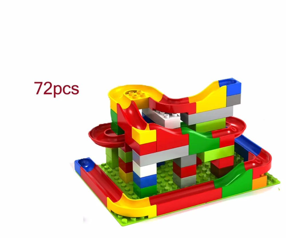 

72Pcs Diy Constructions Building Block Toys Sets Irregular Shape Maze Balls Track Blocks Colorful Marbel Race Run Toys for kids