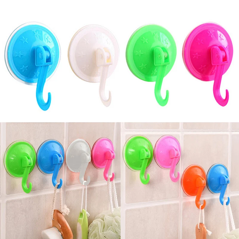 Plastic Multi color Super strong Suction Trace Hook Kitchen Bathroom