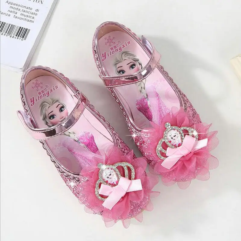 New Summer Children Sandals Girls Princess Shoes With Bow PU Leather Elsa Design Wedding Kids Dress Shoes for Girls EU 24-36 - Цвет: photo color
