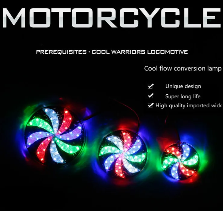 

Motorcycle Accessories Decorative E-bike Moto 6.5CM 12V 2W Colorful Decorative Highlighting Lights Windmill Shape LED Lights
