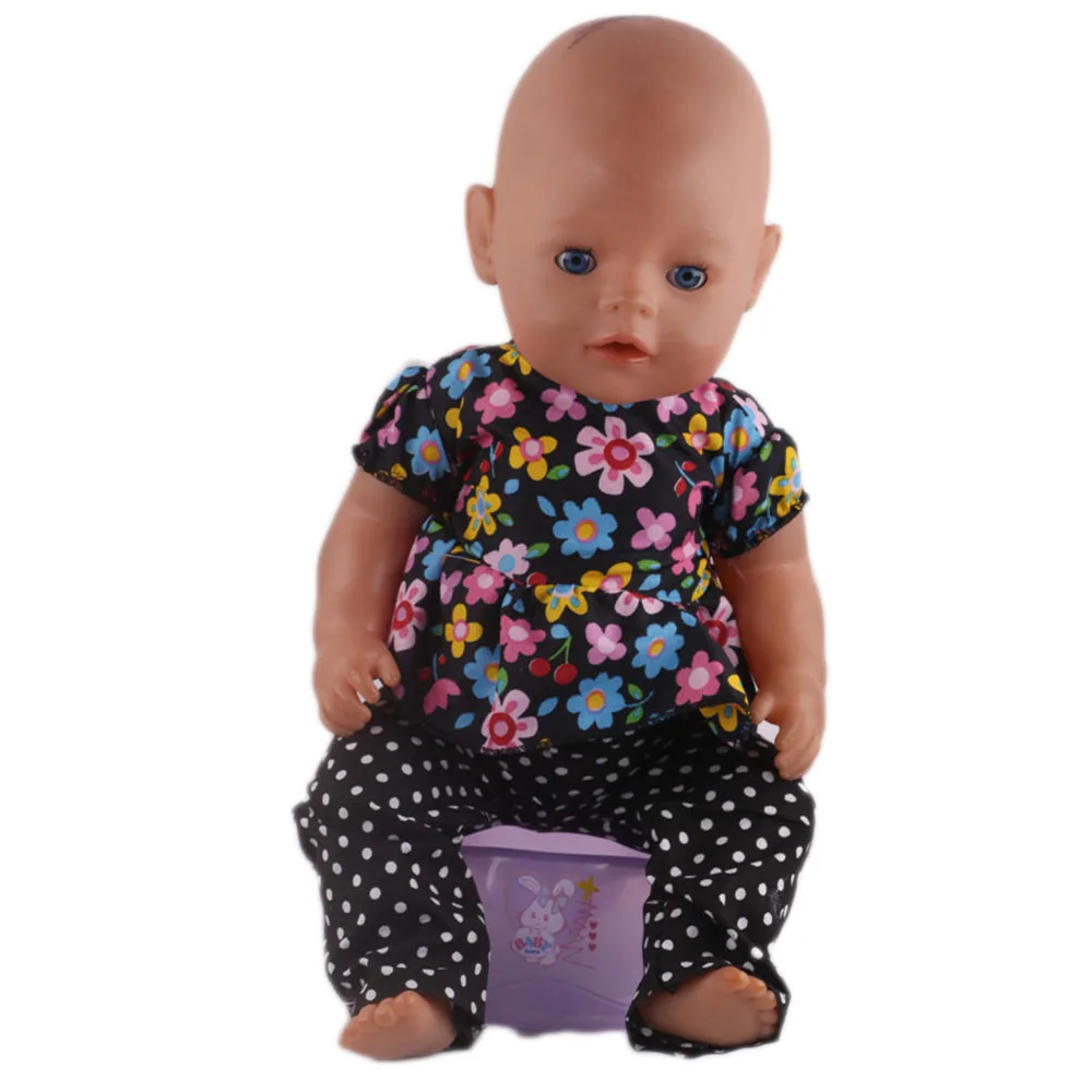 Baby Born Doll Clothes Floral Shirt + Trousers Suit Doll Clothes Wear