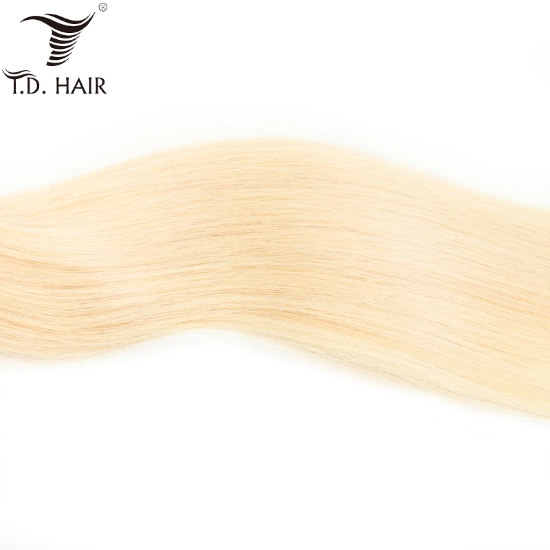 Русские волосы 613 прямые пучки с закрытием tdhair Remy блонд цвет волос 13*4 закрытием|3/4