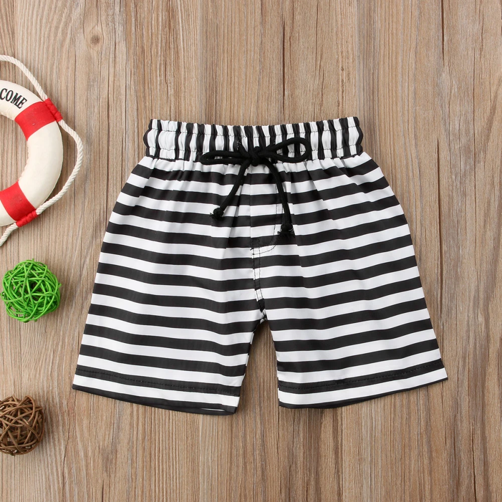 Летние Дети Штаны для маленьких мальчиков шнуровке спортивные плавки летние полосатые шорты пляж пляжная Купальники