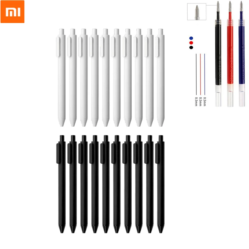 

10pcs Original Xiaomi Mijia Kaco Pen 0.5mm Core Durable Signing Pen Refill Black Ink For mi Home School Office