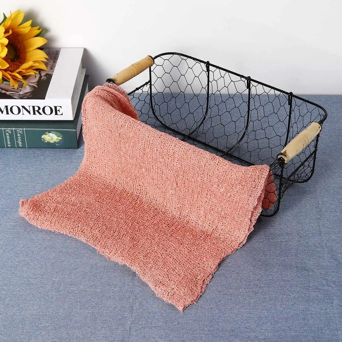 Новорожденный ребенок полный месяц изображение фотоаппарата Prop Kniting Twist одеяло забивание длинный бампер фотографии обертывания корзина/Prop Stuffer