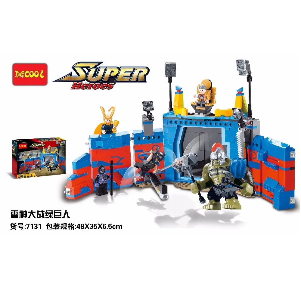 Decool 498 шт. Marvel thanos VS Hulk Ragnarok фигурки Подарочные игрушки Мстители подходят для Lego