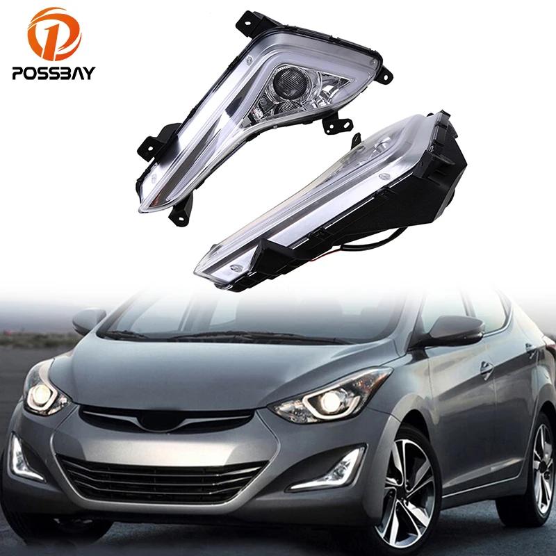 

POSSBAY Fog Lights for Hyundai Elantra Sedan (MD) 2014 2015 2016 Facelift Car DRL 12V White LED Daytime Running Light Daylights