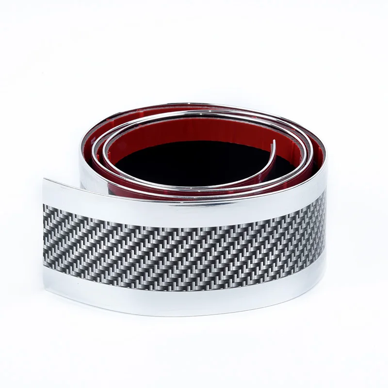 Авто анти столкновения полосы наклейки отделка углеродного волокна серебро юбка подоконник протектор обертывание защита наружных частей молдинги