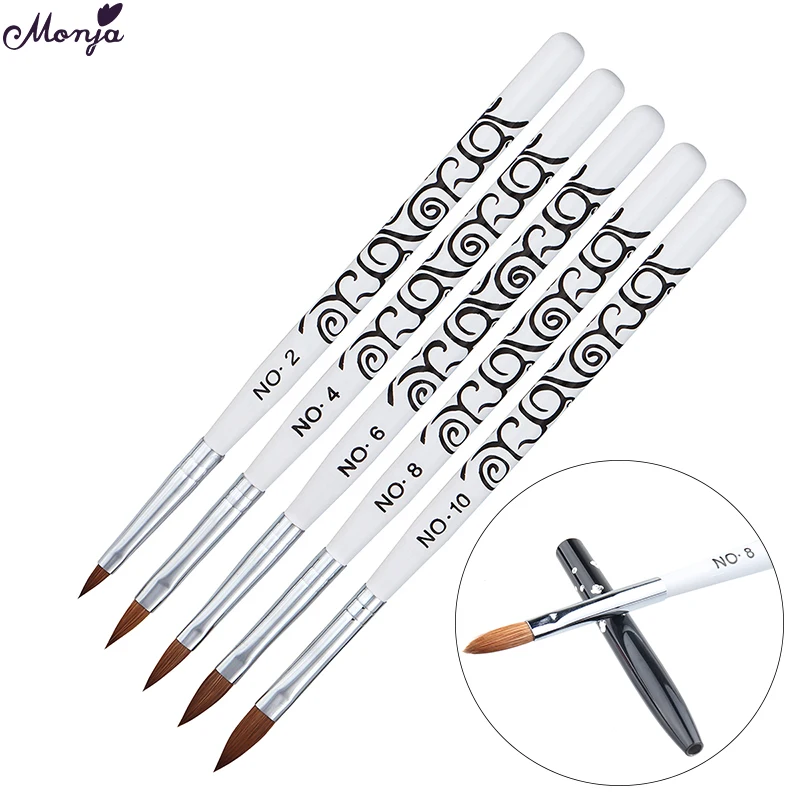 

Monja No.2/4/6/8/10 Nail Art Acrylic Liquid Powder Carving Builder Brush Kolinsky Sable Flowers Drawing Painting Pen
