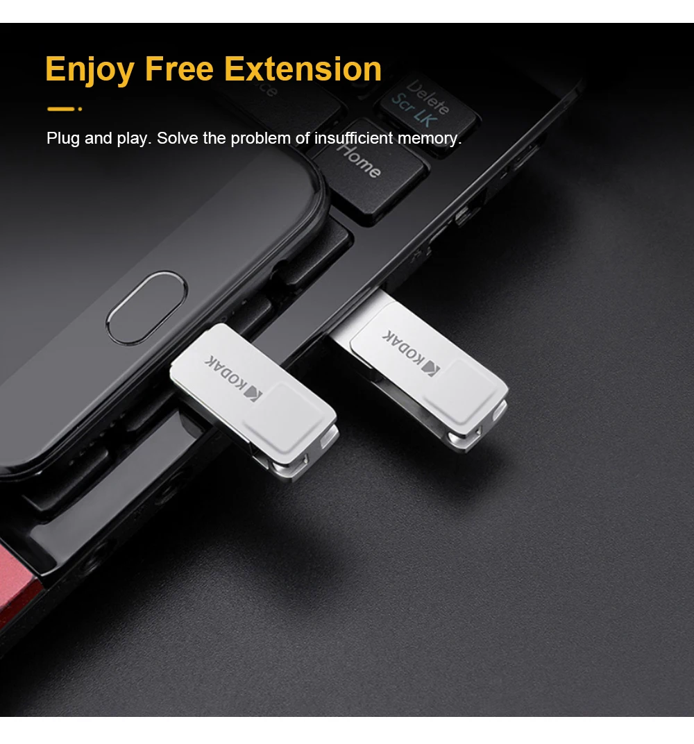 Металлический USB флеш-накопитель Kodak K223C 16 ГБ 32 ГБ 64 Гб 128 ГБ USB3.1 type-C OTG memoria usb 3,1 флешка