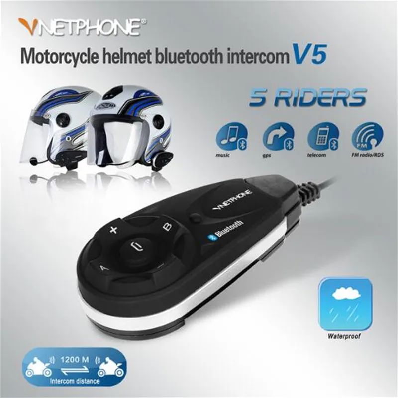 

VNETPHONE Motorcycle Bluetooth Intercom Helmet Headset Intercom 5 People At The Same TimeWireless Intercom Motorcycle 1200m