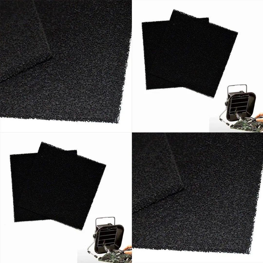 5pcs Activated Carbon Filter Sponge Solder Smoke Absorber ESD Fume Extractor 13*13*1cm Black Polyurethane Activated Carbon Foam