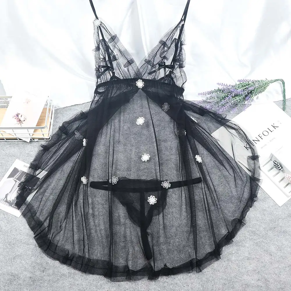  2019 New Women Sleepwear Sexy Women's Lingerie Dress Underwear Lace Sleepwear Babydoll Nightwear wi