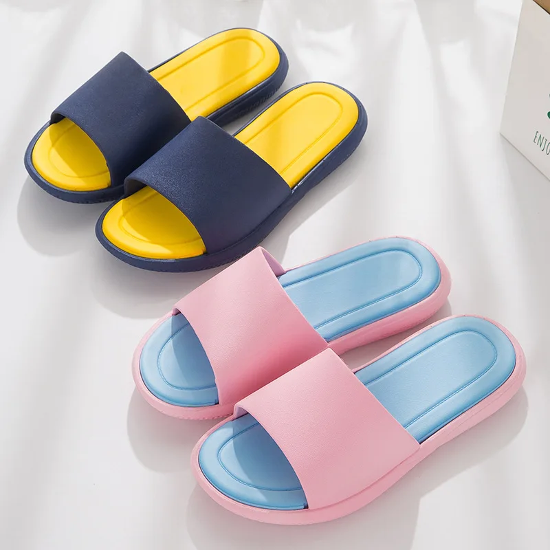 

2019 Summer Home Slippers Woman Flat Shoes Non-Slip Sole Unisex Indoor Bathroom Slipper Female Casual Platofrm Slides SH022710