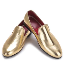 Модные мужские туфли на плоской подошве; блестящие Мужские модельные туфли ручной работы золотого и серебряного цвета для вечеринки и свадьбы; лоферы; большие Мокасины