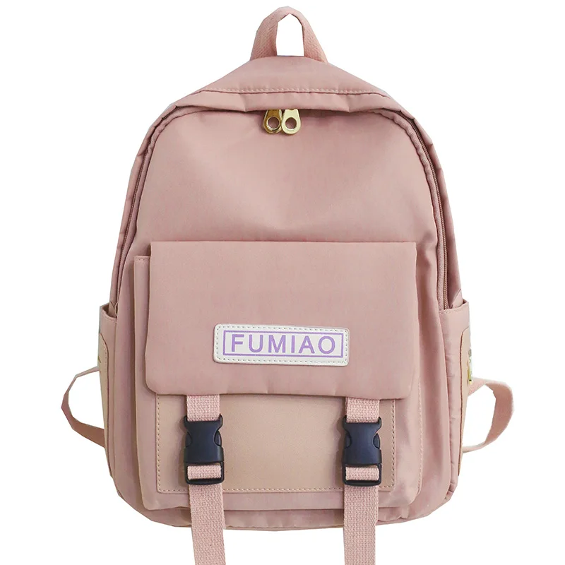 Cute Waterproof Buckle Backpack Women Fashion School Bags For Teenage Girls Nylon Backpack Harajuku Female Bag Ladies Luxury new - Цвет: pink