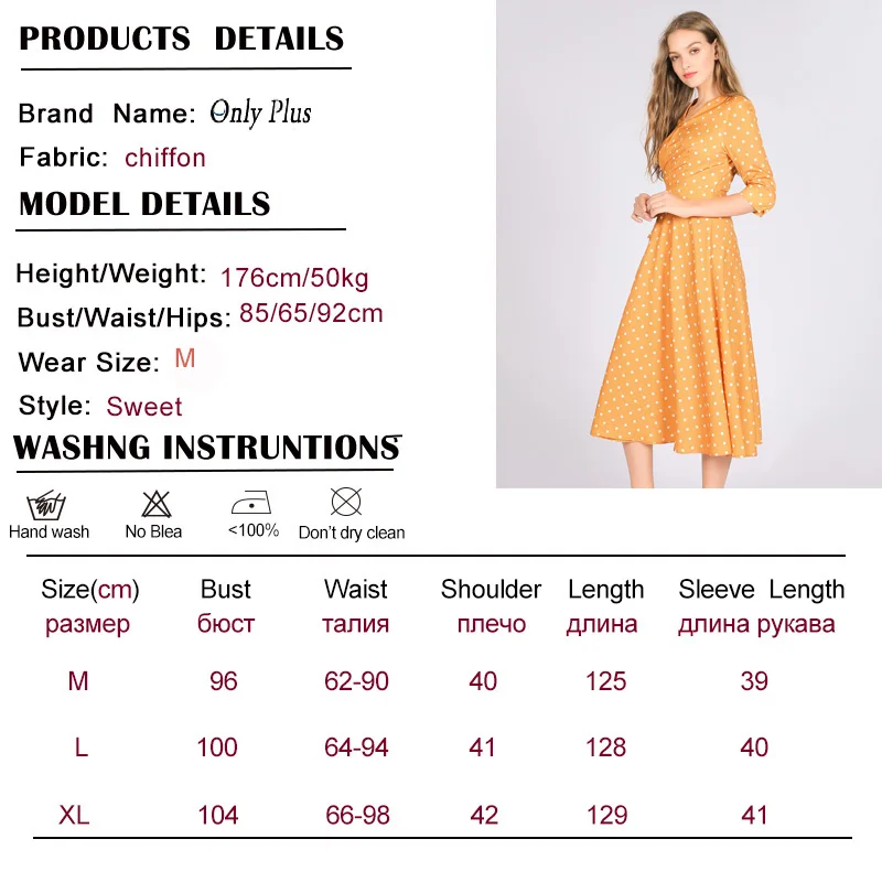 Yellow Polka Dot Dress - V-Neck Wrap Dress for Women, Perfect for Summer and Autumn - Vintage Long Casual Dresses, Only in Plus Sizes image 6
