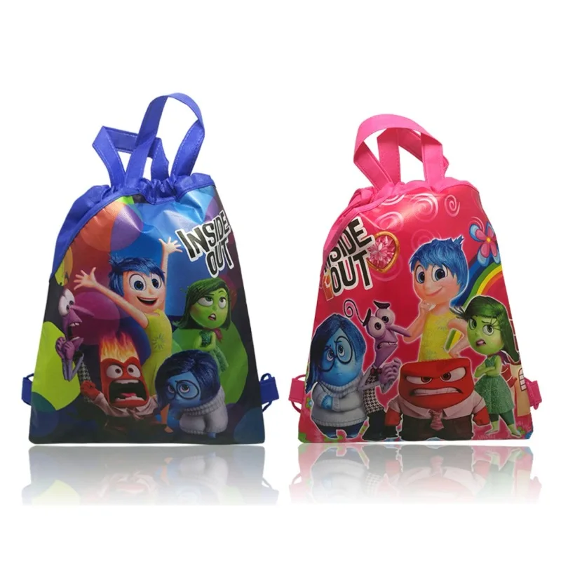 

12pcs Inside Out Cartoon Icon Non Woven Fabrics Drawstring Shopping Backpack 34*27CM School Bag Kid Gift Bag Xmas Party Supply