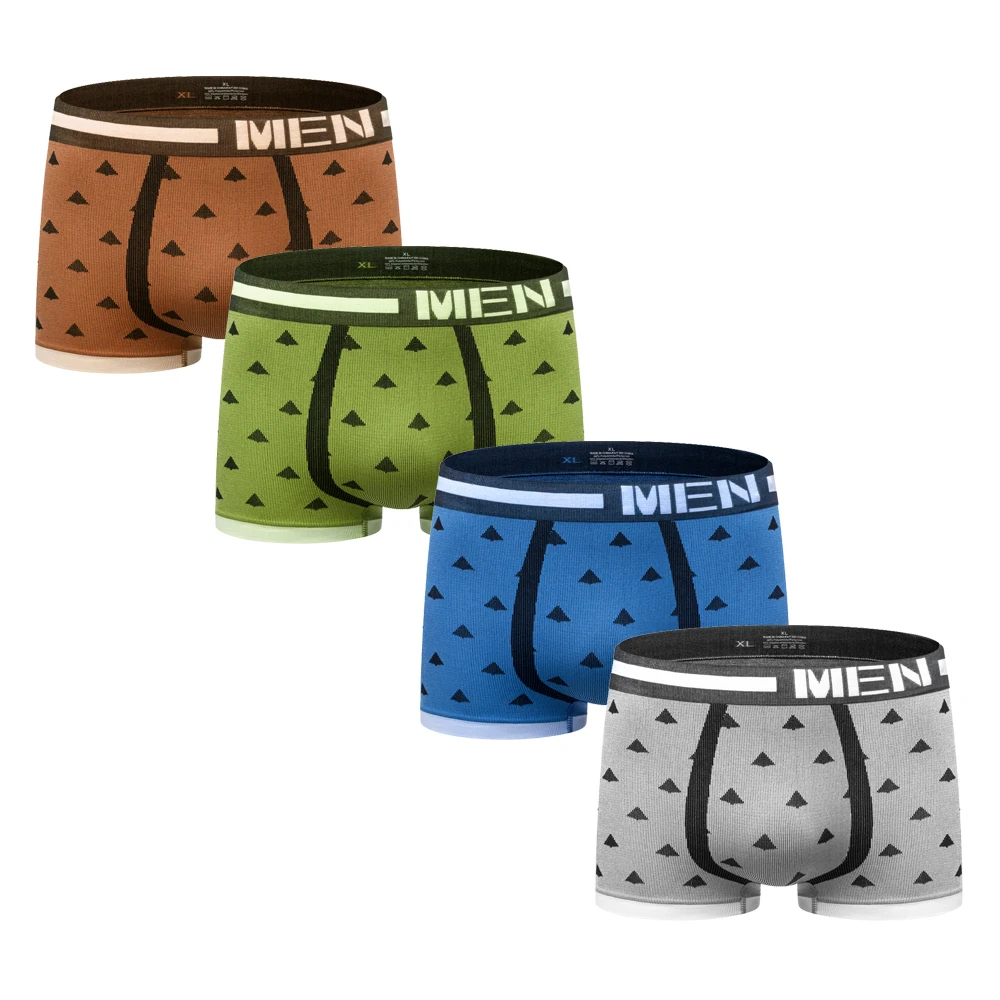 

4Pcs/Lot Sexy Men Underwear Boxer Shorts Seamless Tree Pattern Men's Underpants Boxers Breathable Male Panties Cartoon M0046