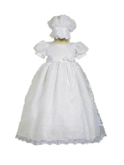 

WITH BONNET Heirloom Baby Girl Christening Gown White Ivory Baptism Dress Lace Robe Belt 0-24 month