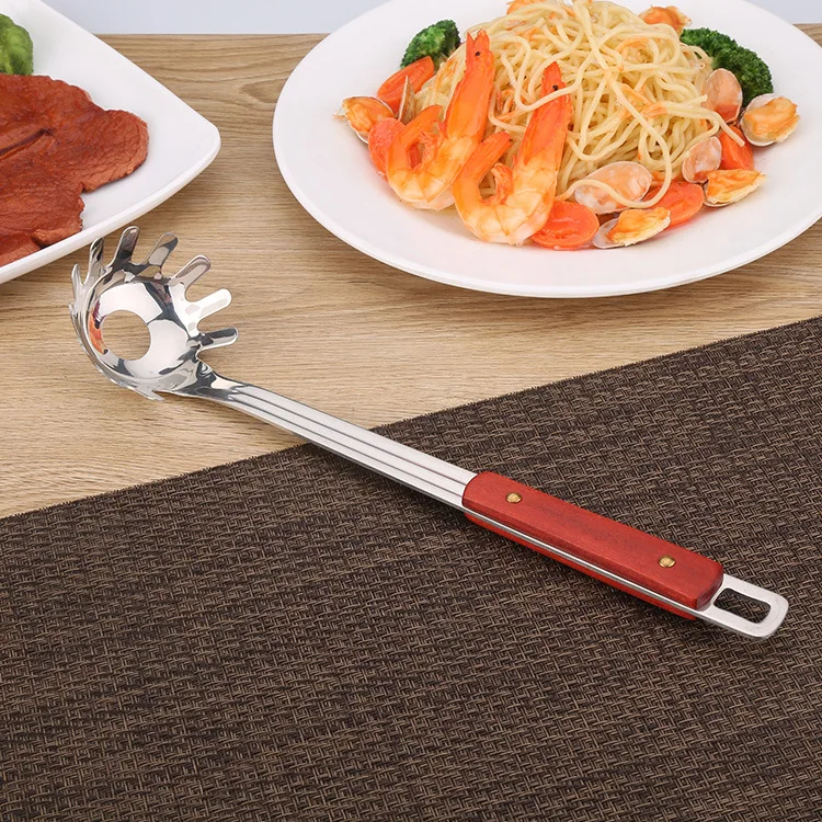 Stainless Steel Wooden Handle Spatula Scoop Set Kitchen Cooking Utensils