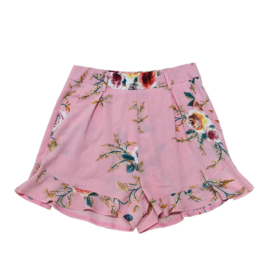 Jimmyhank Для женщин модные эластичные Высокая талия широкие брюки Повседневное свободные шорты Цветочный принт короткие Мотобрюки