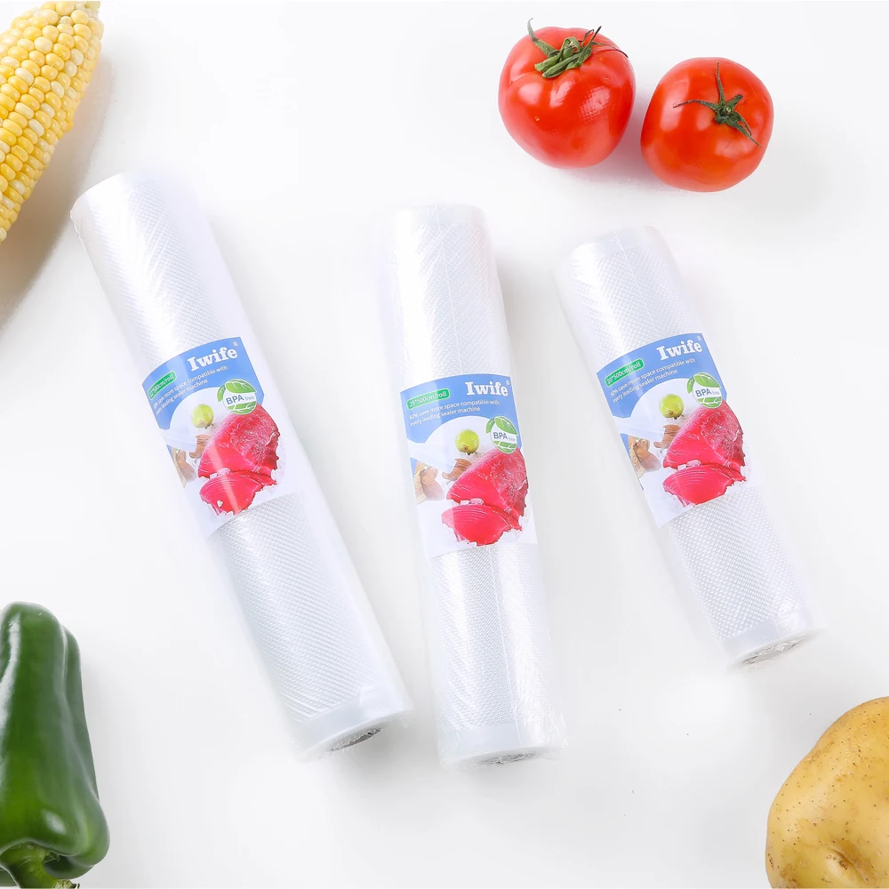 

Iwife 3 Rolls/Lot Vacuum Bags For Food Storage Kitchen Packaging Sealing Plastic Sealer Roll 12 15 20 25 28*500cm Dropshipping