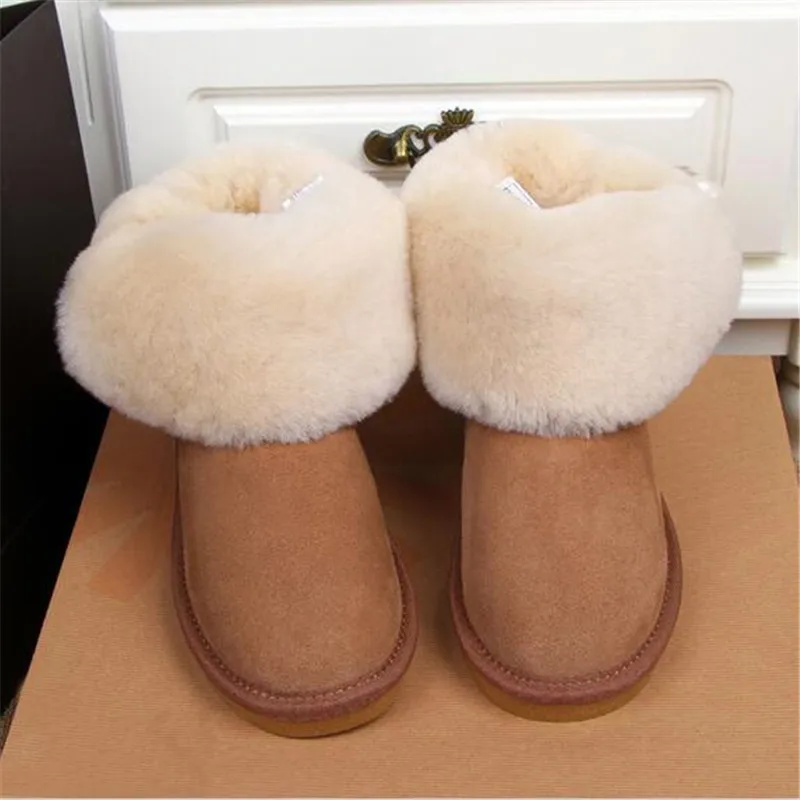 Обувь из натуральной овечьей кожи; женские зимние ботинки наивысшего качества; коллекция года; женские зимние классические ботинки; ботинки из натуральной овечьей кожи - Цвет: chestnut