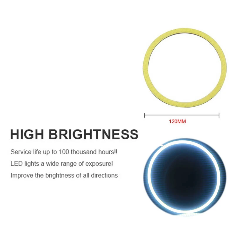  White 120mm Car Angel Eye COB Light Circle Ring Headlight Lamp Car Led Lights COB Angel Eyes Ring Lighting 12V.05