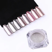 1 коробка BORN QUEEN зеркальный ногтевой порошок зеркальный серебристый Мерцающий Порошок супер Сияющий маникюр Дизайн ногтей хромированный пигмент с Блестками Пыль