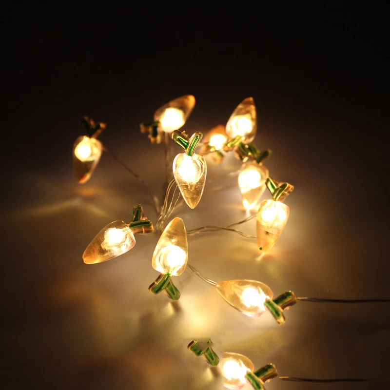 

20Led Fairy Cute Cartoon Mini Carrot Copper Wire String Lights Luminaria 2m LED Decor For Christmas Garland Wedding gerlyanda