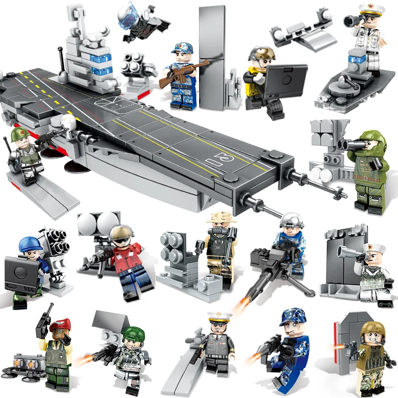 

legoINGly Military Building block 16 in 1 Mini Airplane Aircraft Carrier Weapon Model Army Building Blocks Sets