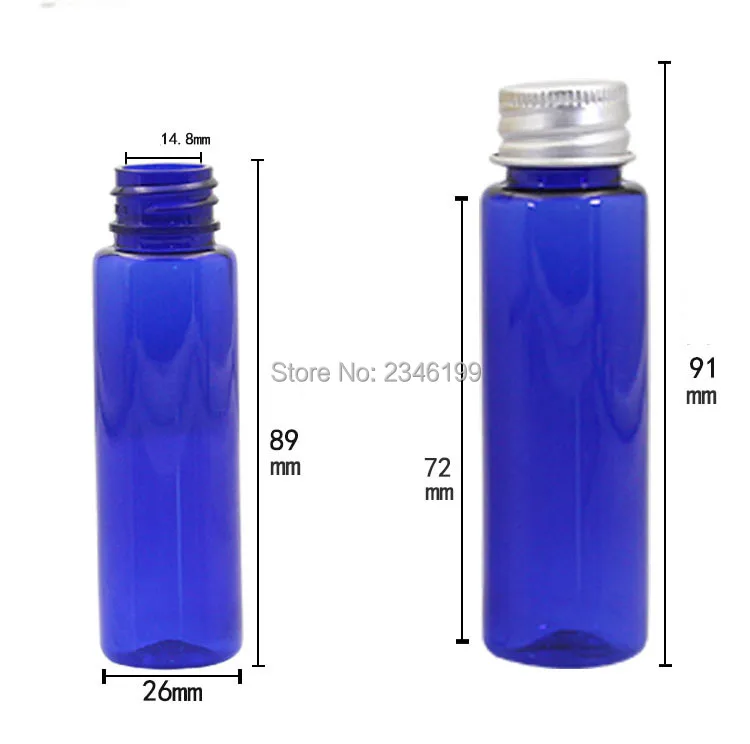 Пустая пластиковая бутылка 30 мл алюминиевая крышка для бутылки синяя упаковка для пластиковой бутылки пустой косметический контейнер коричневый пластиковый контейнер 50 шт