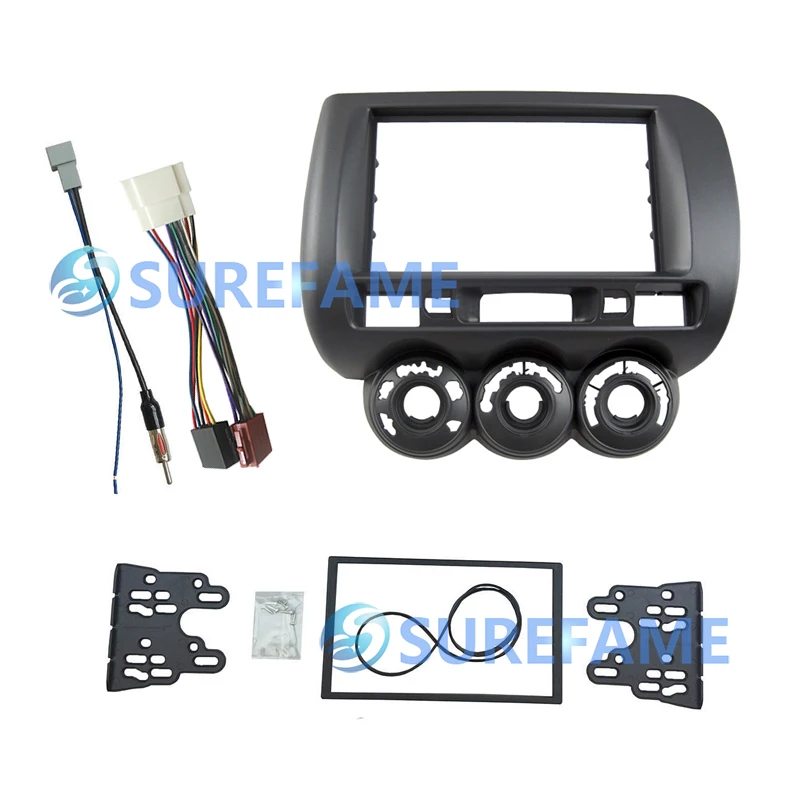 

Double 2 Din Car Dash Kit Fascia for Honda 2002-2008 Fit /Fit Spot /Jazz (RHD) GPS DVD Frame Kits Facia Trim Bezel with ISO