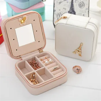 

Travel jewelry organizer box cosmetic makeup organizer Jewelry packaging box earrings storage case Container gift bag for girls