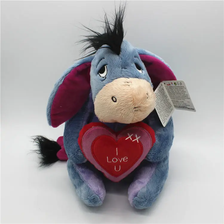 

1 piece 30cm sitting Eeyore donkey with Love heart Plush Toys animal Doll For kids Lover Gifts&birthday girlfrend gift toys