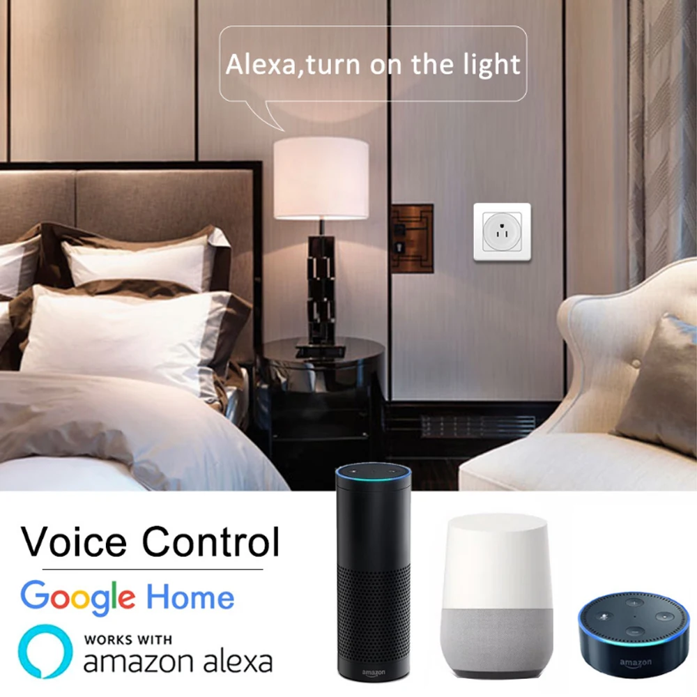 M2 Smart WiFi Plug 2.4G Wireless Remote Socket Adaptor Power on and off with phone Work With Alexa Voice Control