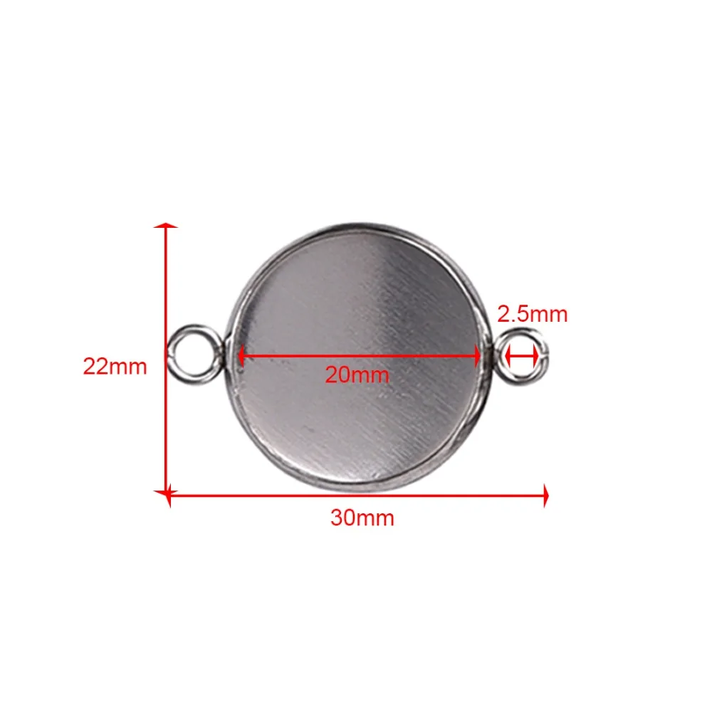 20mm Stainless Steel Connector Setting Cabochon Base Cameo Bezel (4)
