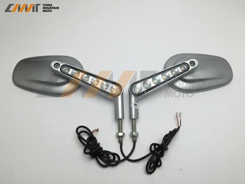 

Silver Rear View Mirrors Muscle LED Turn Signals Light case for Harley V-ROD V ROD VRSCF