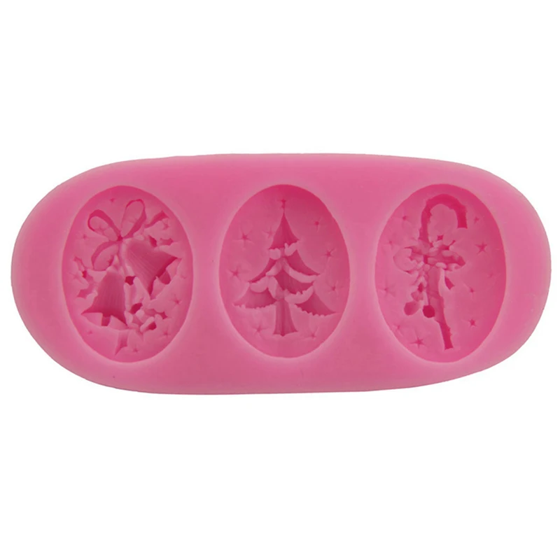

Christmas Tree Bell Crutches shape 3D fondant cake Cupcake soap clay Silicone Mold Xmas Theme wedding gift decoration tools