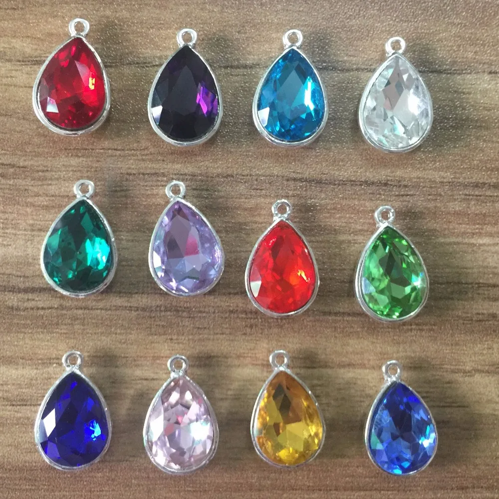 14*10MM small tear drop birthstone 12 color crystal charm pendant for