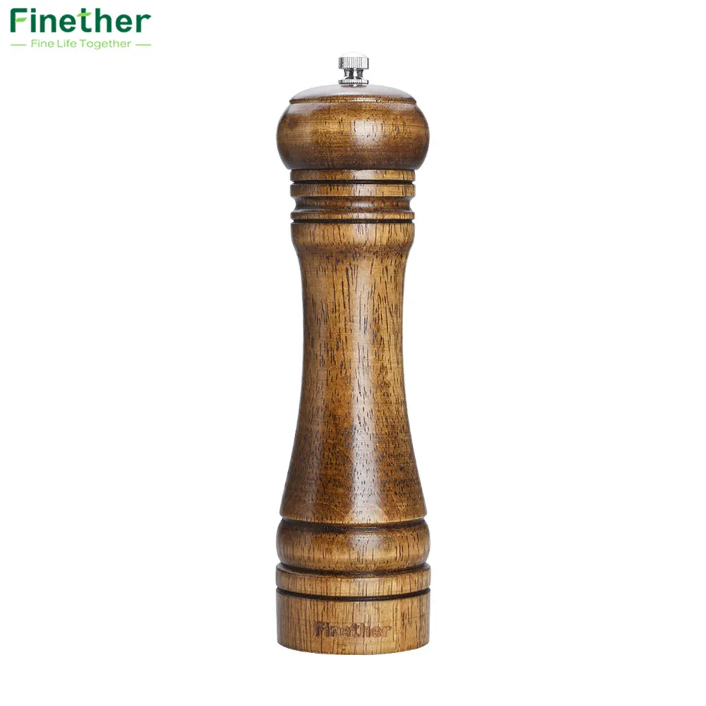 Finether Pepper Mills 8.7 inch Classical Wooden Pepper Sauce Spice Salt Corn Mill Grinder Hand Movement Convient Kitchen Tools8