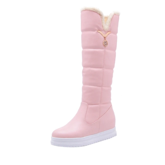 S. Romance/зимние ботинки г. Размер 34-43, женские ботинки женская обувь для деловой женщины на каблуке с круглым носком женские зимние ботинки черный, белый цвет SB249 - Цвет: Розовый