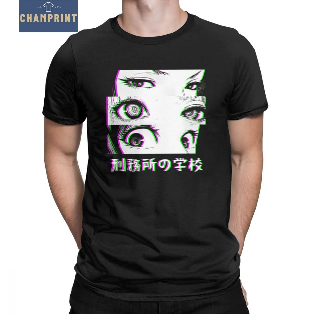 

Prison School T Shirt Eyes Glitch Sad Japanese T-Shirts loli Comic Anime Manga Kawaii Tees Novelty Man Clothes Pure Cotton