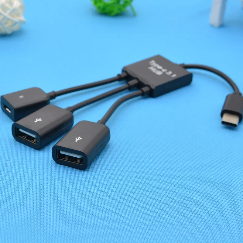 

Adapter Type-C 3.1 to usb line HUB cable 1 to 3 for huawei/xiaomi/sumsung/tablet OTG moblie gaming mouse keyboard
