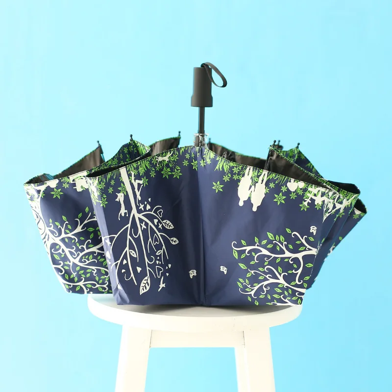 Preise Kocotree Öl Oainting Glück Baum Muster Regen Regenschirm Anti UV Mode Abstrakte Kunst Design Frauen Regenschirm Geschenk Für Dame