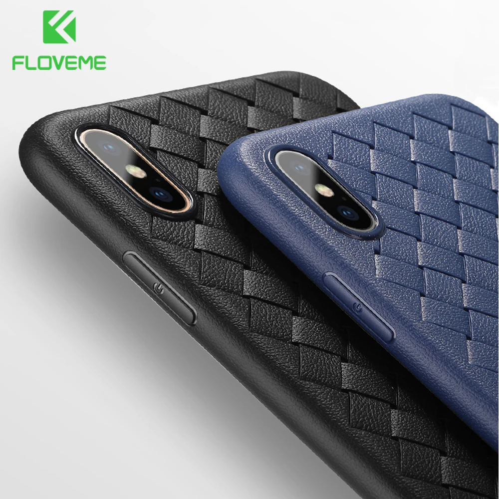 FLOVEME Super Soft Phone Case For iPhone 8 X XS Max Luxury Grid Cases For iPhone 6 6s 7 8 Plus XR XS Cover Silicone Accessories